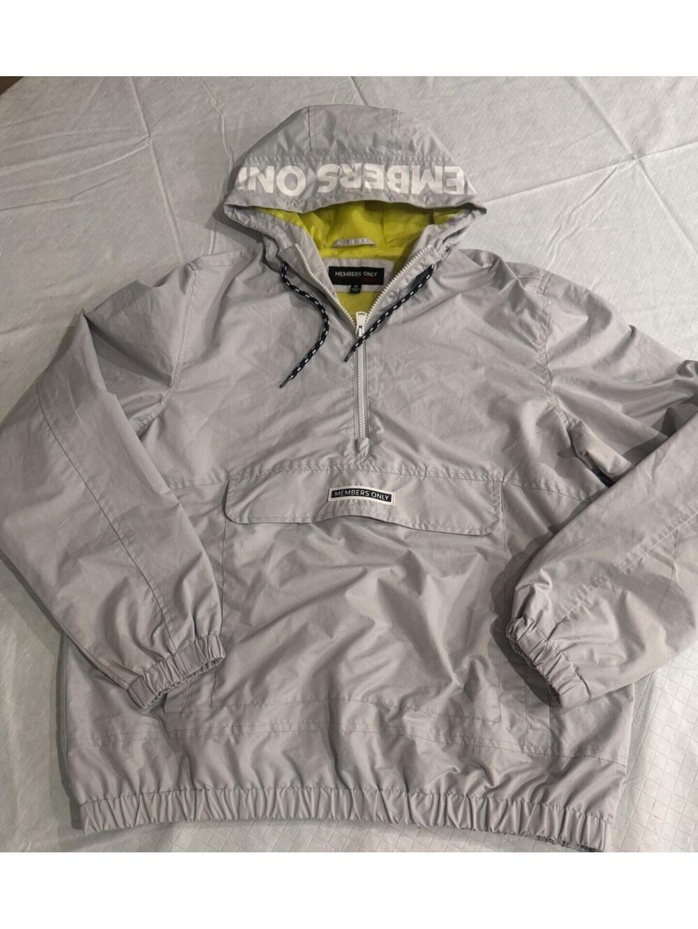 Members Only Men's Solid Popover 1/4 Zip Hooded jacket, Size M